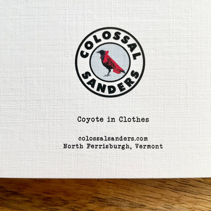 Coyote in Clothes funny animal greeting card