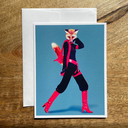 Lady Fox in Clothes funny animal greeting card