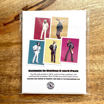 Animals in Clothes: Bear, moose, fox, raccoon, coyote 5-card pack