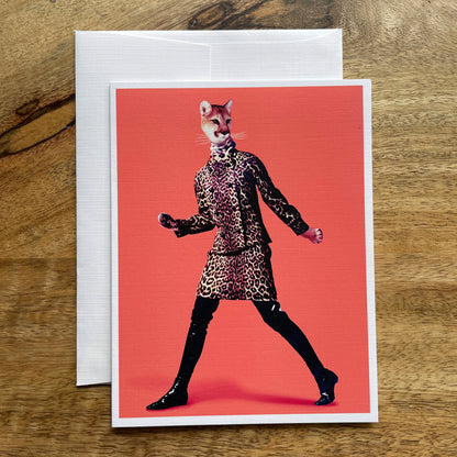 Lady Cougar in Clothes funny animal greeting card