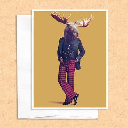Moose in Clothes funny animal greeting card