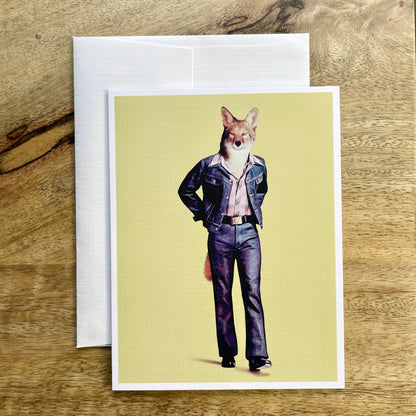 Coyote in Clothes funny animal greeting card
