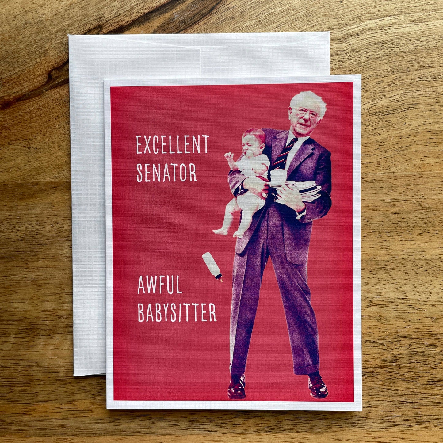 Bernie Sanders the Babysitter funny greeting card