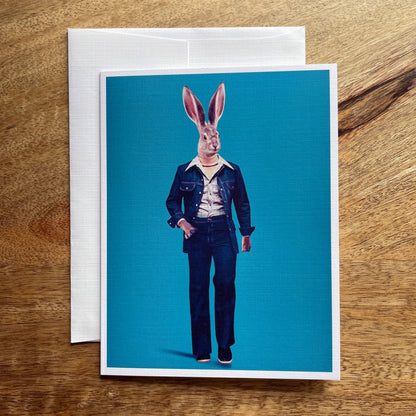 Jackrabbit in Clothes funny animal greeting card