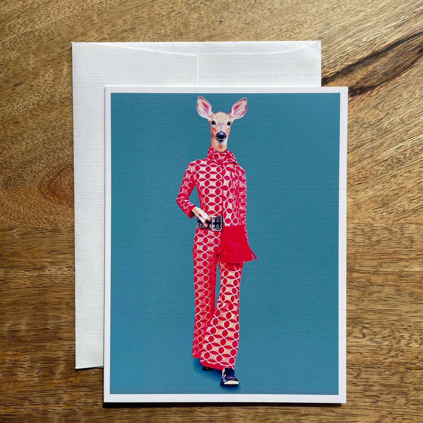 Lady Deer in Clothes funny animal greeting card