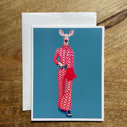 Lady Deer in Clothes funny animal greeting card