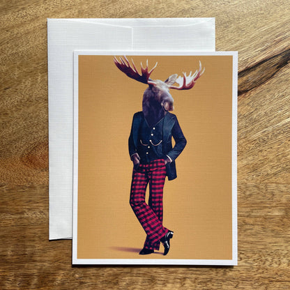 Moose in Clothes funny animal greeting card