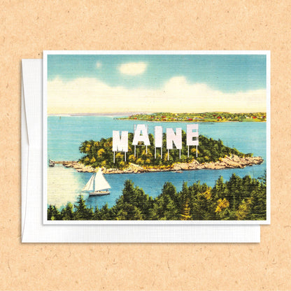 Maine Sign quirky greeting card